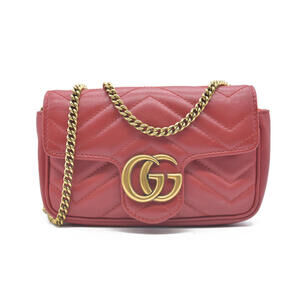 $1550 Gucci Leather Marmont Super Mini Red Crossbody